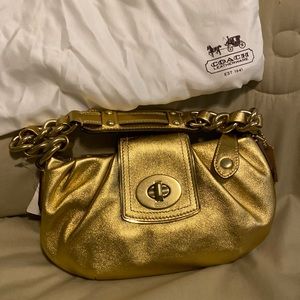 Small Gold Coach Bag New With Tags